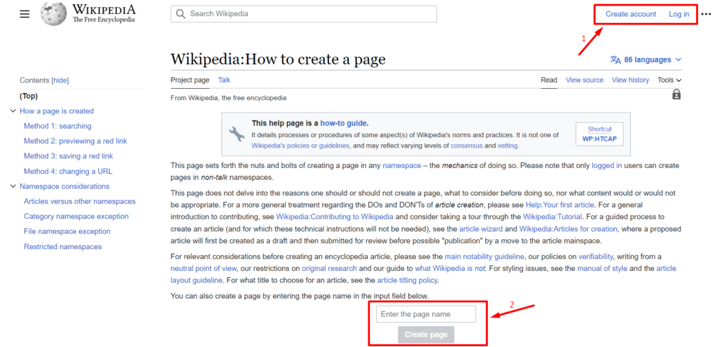 How create wikipedia page - PixelMeta